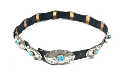 KENNY RAY McNEILLY Jr. NATIVE AMERICAN Sterling Silver TURQUOISE BELT 29 -32 