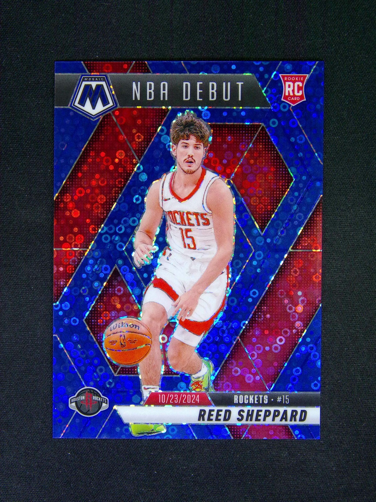 2024-25 Panini Mosaic Reed Sheppard #252 RC Rookie NBA Debut Fast Break Blue /85