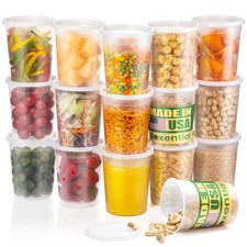 32 oz Deli Containers with Lids 24 Set   Made in USA, BPA-Free Plastic Food...