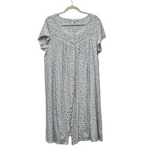 Character Vintage Grandma Floral Nightgown Sleep Dress XL Light Blue Roses