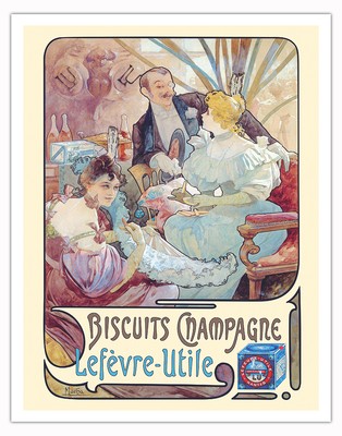 Lefèvre-Utile Biscuits Champagne - Vintage Advertising Poster by Alphonse Mucha