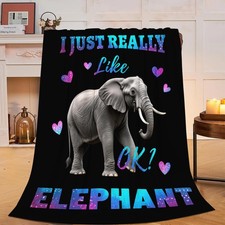 Soft Cozy Fuzzy Plush Flannel Elephant Throw Blanket Animals Decor 50x40 Inch