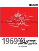 1969 Dodge Coronet Und Super Bee Motor Montagemanual 225 318 383 440 426 Hemi