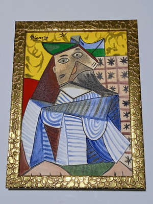 Pablo Picasso , Painting Oil On Canvas , signed stamped vintage.