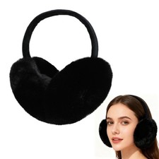 Ear Muffs for Winter Women,Foldable Ear Warmers, Ear Muffs Black Fluffy Earmu...