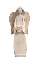 Rustic Whitewashed Wooden Angel Holding Heart *Christmas Decor ~ Holiday Gift*