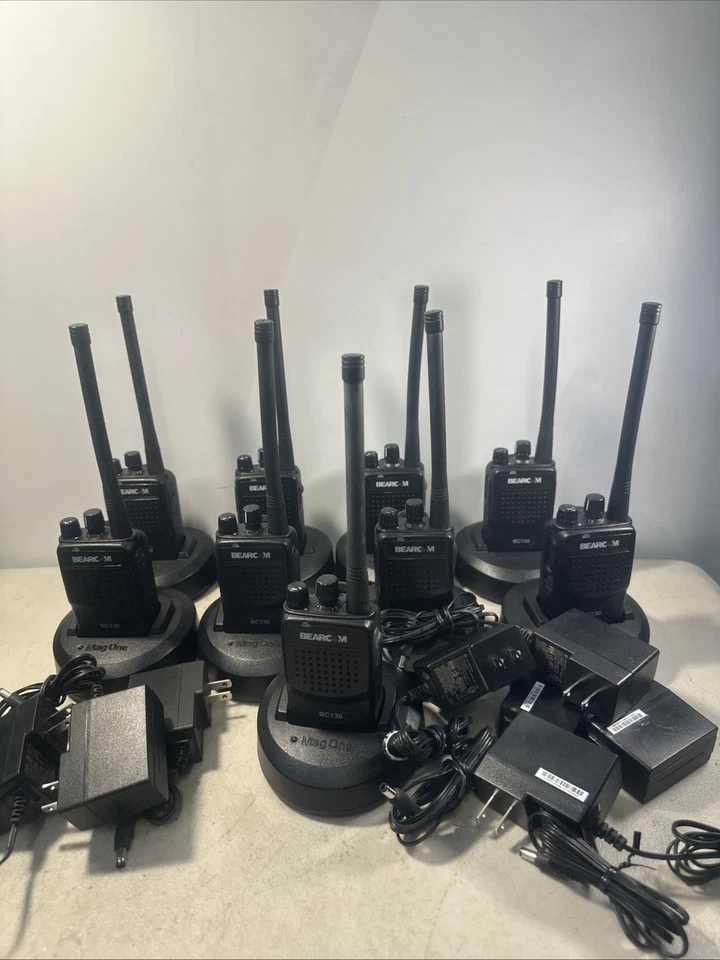 Lot of 9 Motorola Bearcom BC130 16ch AAH84KDJ8AA2AN VHF 150-174 Radios Full Set - Image 4 of 4