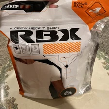 RBX 4 Pack Crew Neck 100% Cotton Classic White T Shirts Men's Size Lg NEW