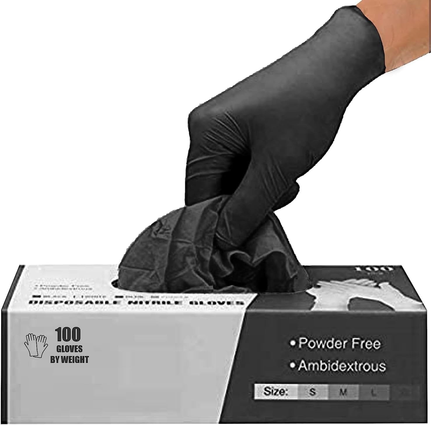 Praima Black Nitrile Disposable Gloves Latex Powder Free Pack 100 Large New
