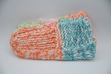 Hand Knitted Slippers Orange Blue Green Slippers STOCKING Stuffer Size 5-9