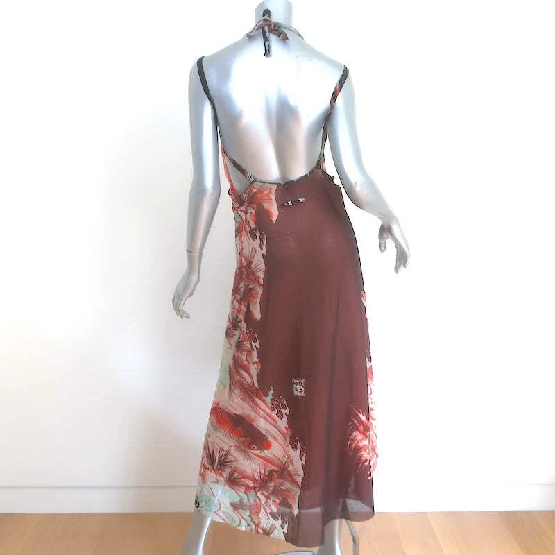 Jean Paul Gaultier Soleil Maxi Wrap Dress Koi Fish Print Mesh Size Medium - Image 4 of 4