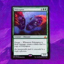 Polyraptor MTG 144 Rivals of Ixalan Dinosaur Dino Enrage Token Copy Green Magic