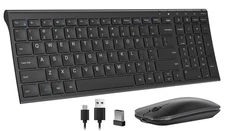 Rechargeable Wireless Keyboard and Mouse Ultra Thin Metal 2.4G Black