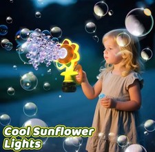 Bubble Machine for Kids, Automatic Sunflower Bubble Maker for Toddlers, Portable