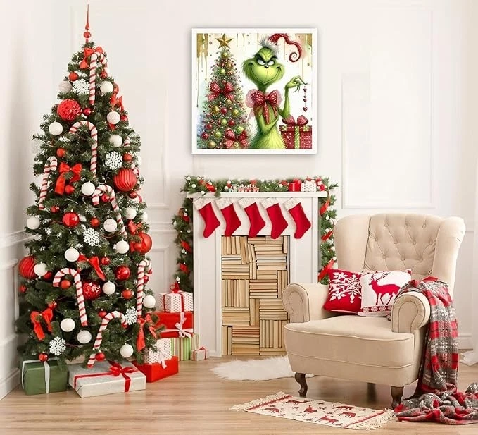 Kits de arte de diamantes de árbol de Navidad para adultos, kits de pintura de diamantes 5D de Navidad Fu Foto 4 de 4