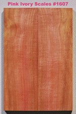 Rare and Beautiful Curly Pink Ivory knife scales 1607, 5 13/16 x 1 15/16 x 3/8 