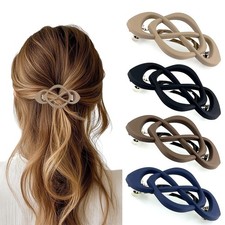 4 PCS Flat Hair Clips 1 Count Pack of 4 , Blue Brown Khaki lack Dull Polish