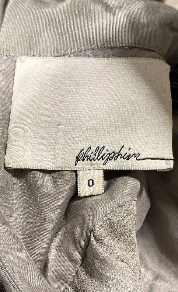 3.1 Phillip Lim галстук шеи украшенный хлопок шелк Puff рукав платье Sz 0 - Изображение 3 из 4