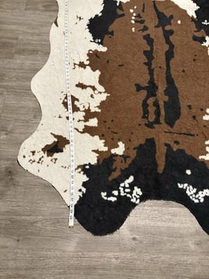 Faux Cowhide Area Rug Tricolor Western Cowhide Cow Hide Leather Carpet 59 x53 