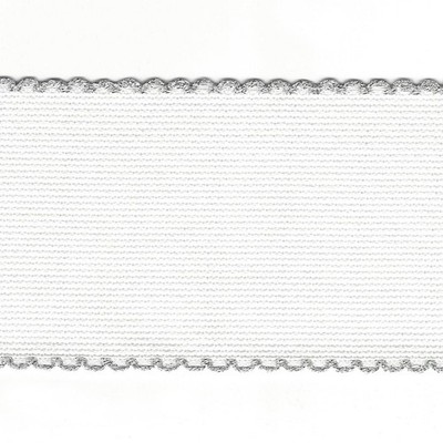 Zweigart Aida Band 7.6cm (80mm) Weiß mit Silber Bogenkante - Verschiedene Größen