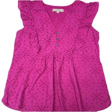Loft Women s Pink V Neck Detailed Top Career Beautiful Color Size Small