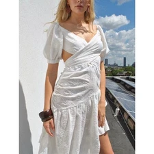 House of Sunny Prairie Sundress Pearl White Dress Embroidered Floral Size 4