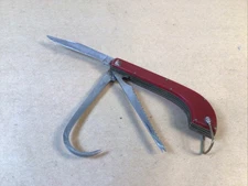 Vintage 1950s Seki Japan Folding Fishing Knife 3 Blade Gaff Hook Saw (BEST MADE)