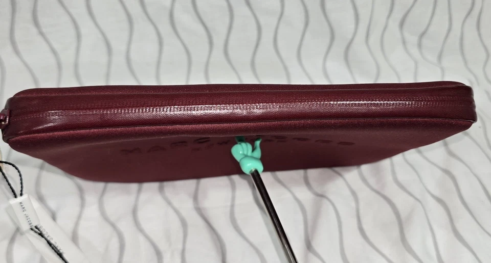 Marc Jacobs New York Tablet Sleeve Padded Red Zip Logo Dark Cherry  - Image 4 of 4