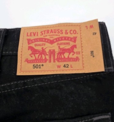 Levi's 501 Black Shorts Mens 42 / Inseam 12 Denim Unhemmed Bermuda Button Fly
