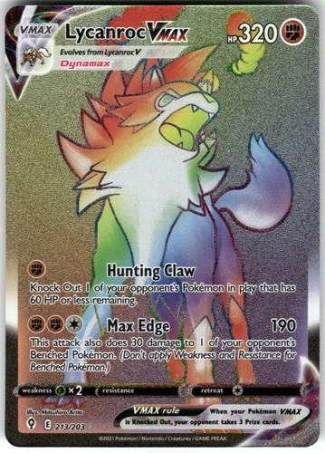 Lycanroc VMAX 213/203 Rainbow Rare Evolving Skies Pokemon Holo Near Mint