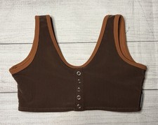 Tiger Friday Dancewear Henley Ribbed Reversible Crop Top. Adult Small. AS. Brown