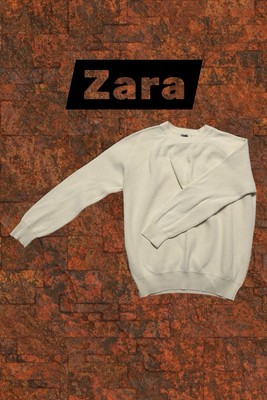 White Long-Sleeve Ribbed Crewneck Sweater from Zara Used, not new! V 