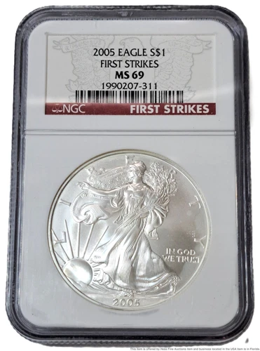 NGC MS 69 2005 American Silver Eagle First Strikes Coin