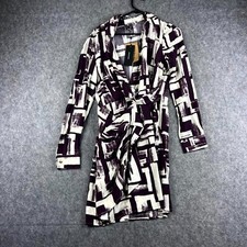Vero Moda Womens Mini Dress Medium Purple Abstract Long Sleeve Tie Up Casual NWT