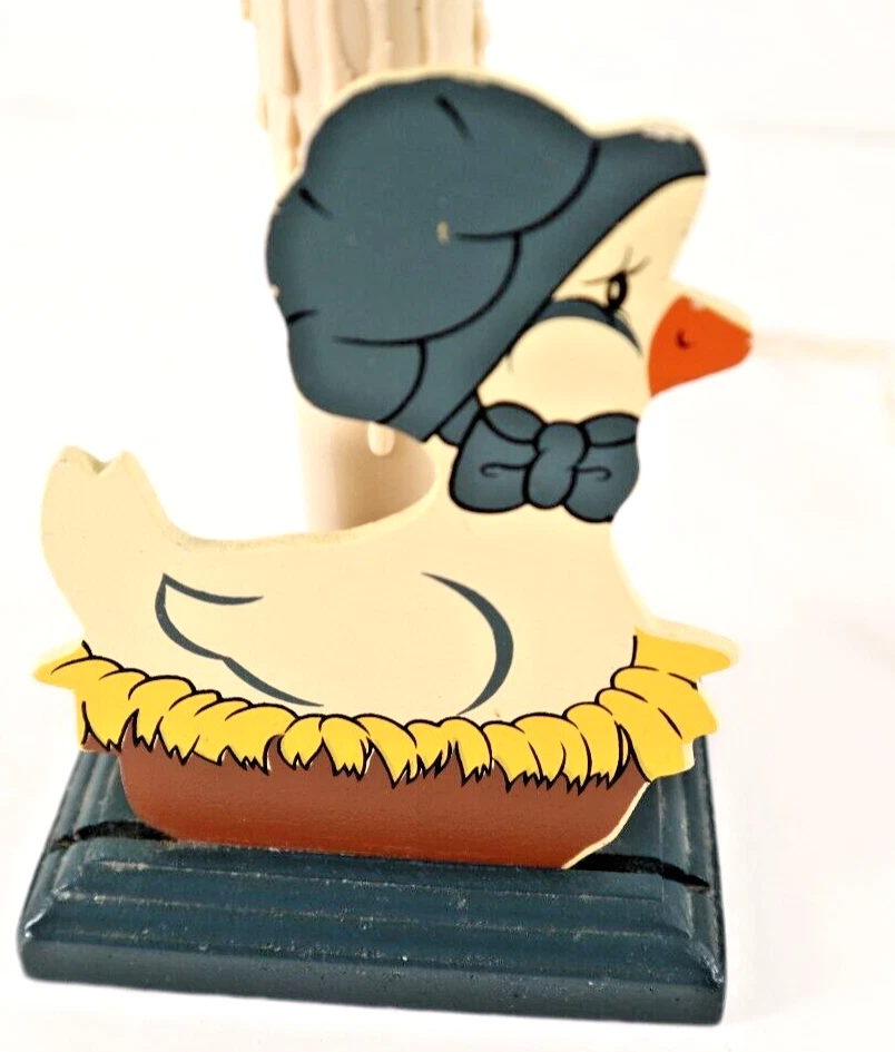 Lámpara de vela vintage madre ganso hecha a mano lámpara de luz nocturna decoración de guardería azul Foto 3 de 4