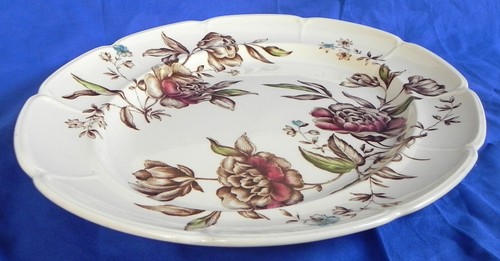 Johnson Bros. "WindsorWare" Platter 12.25"x9.5", Warwick Brown Floral, Exc. - Picture 5 of 10