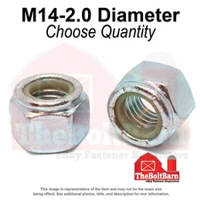 M14-2.0 Class 10 Nylon Insert Hex Nuts Zinc Clear Coarse Thread (Pick Quantity)