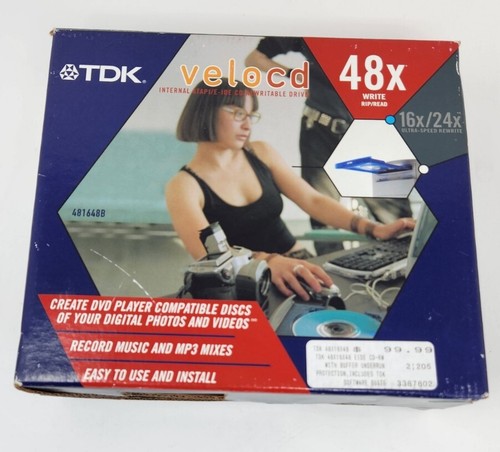 TDK VeloCD Internal ATAPE-IDE 48x CD Burner Rewrite Drive AI-481648B Rewritable - Afbeelding 12 van 19