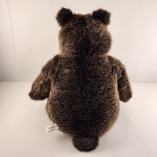 Moño rojo de piel marrón oso de peluche exuberante animal de peluche 1985 Commonwealth - Imagen 4 de 6