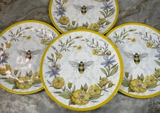 Dinner Plates Bee Sweet Melamine Certified International Susan Winget Set/4 New