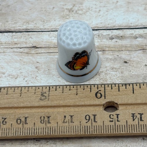 Orange Butterfly Porcelain Collectors Thimble - Picture 8 of 9