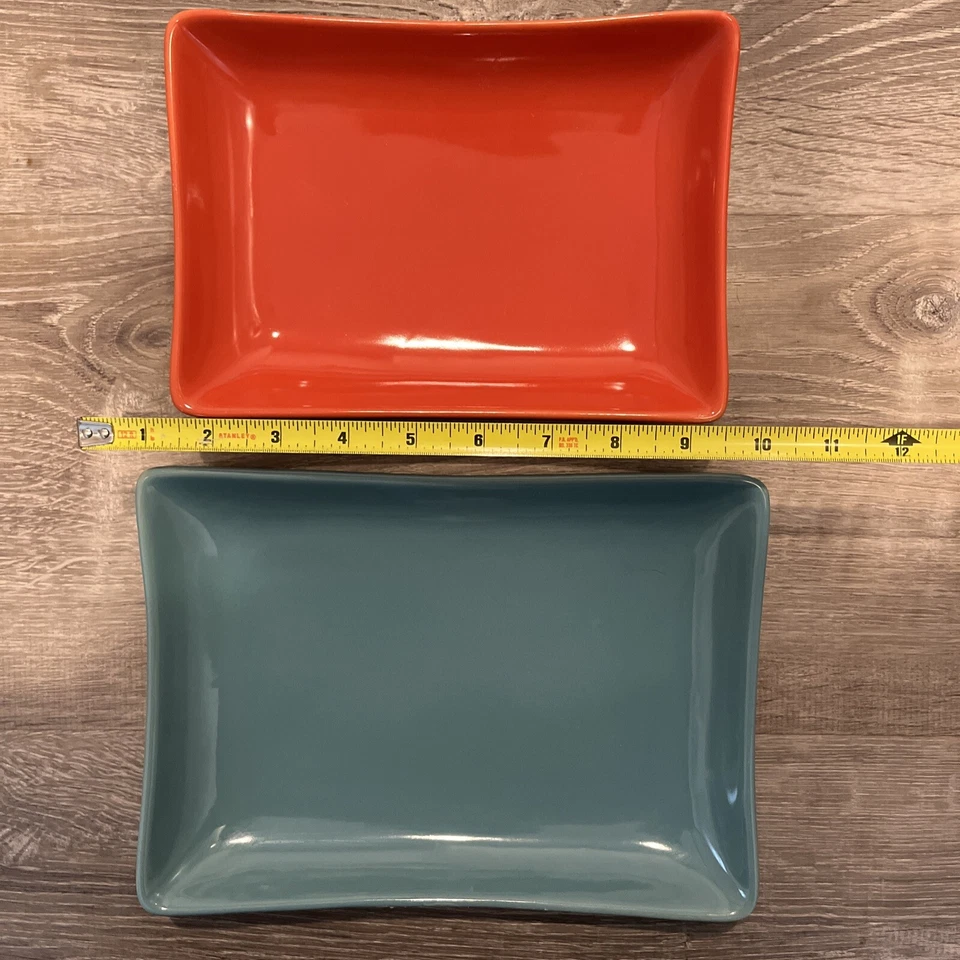 Pier 1 Importaciones Juego de 2 Platos de Servir de Gres Rectangulares Colores de Fiesta Foto 2 de 2