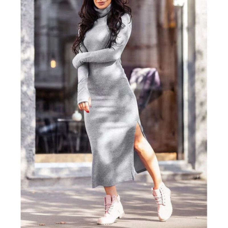 Gray maxi dress casual sales