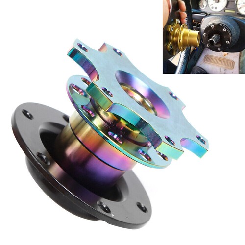 350mm 14" Deep Dish Acrylic Racing Steering Wheel Burnt Blue Spoke Quick Release - Foto 9 di 10
