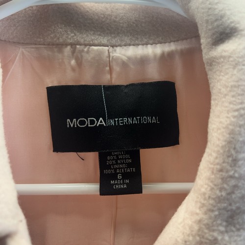 Moda International Pink Wool Blend Button Down Collared Peacoat Womens Size 6 - Picture 11 of 20
