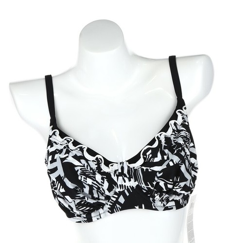 Profile By Gottex Schwarz Weiß Rüschen Bügel Bikini Oberteil Bademode Gr. 44 D EU
