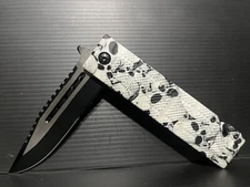 8.25” Xtreme-Tac Folding Knife Spring Assisted~Belt Cutter~Glass Breaker SKULLS