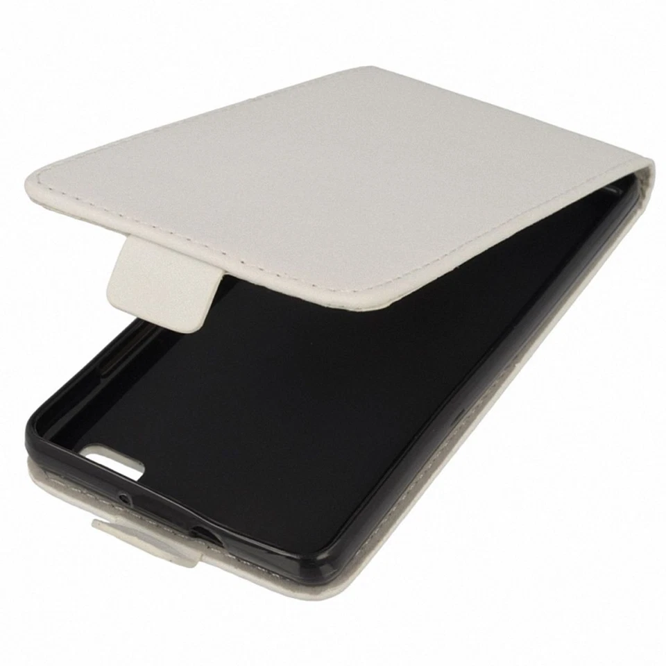 Flip Hülle Handy Schutz Huawei Honor 7 Weiß Leder Imitat Slim Flex Schale Neu - Bild 1 von 2