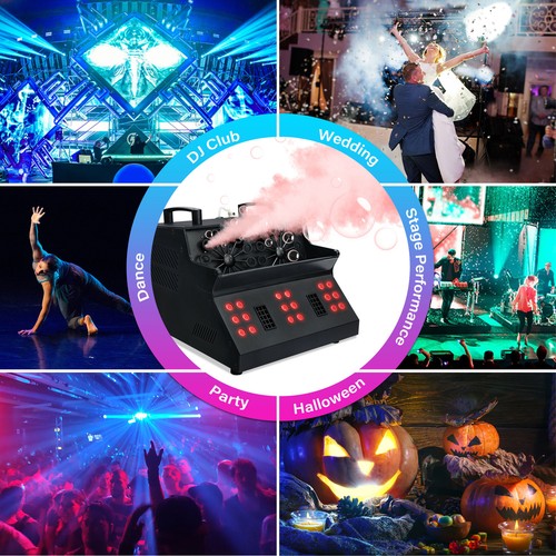 3000W DMX Smoke Fog Bubble Machine w/RGB LED Light Stage Bubble Blower DJ Fogger - Picture 9 of 12