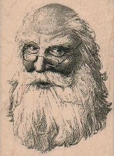 Santa Face 2 1/2 x 3 1/4" Rubber Stamp, Christmas, Winter